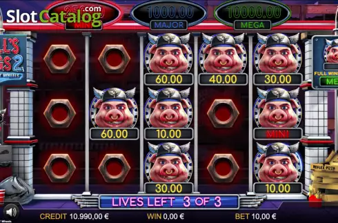 Game screen. Hells Hogs 2 – Squealin’ Wheels slot