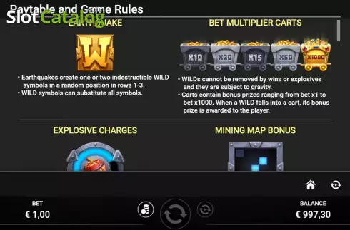 Game Features screen. Multi Mine slot