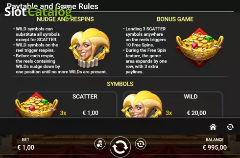Game Features screen. Joker Pot slot