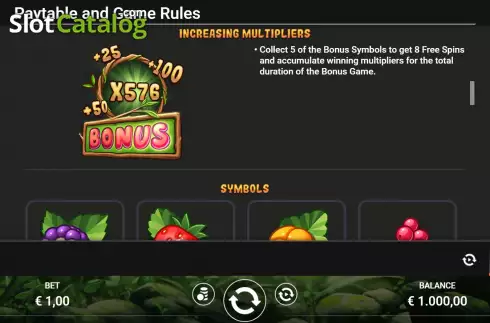 Game Features screen 3. Enchanted Berries slot