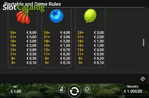 PayTable screen 2. Enchanted Berries slot
