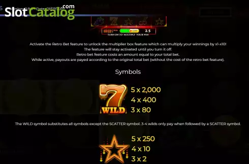 Special symbols screen. Red Hot Fruits (Retro Gaming) slot