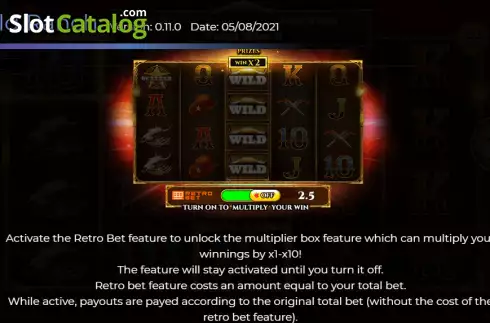 Retro bet feature screen. Wild Ranch slot