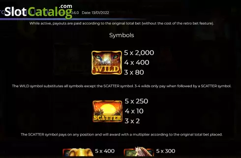Special symbols screen. African Luck slot