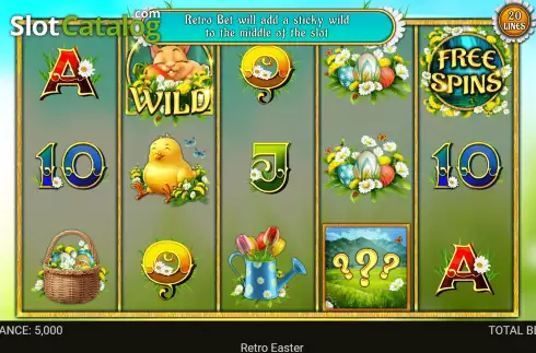 Game screen. Retro Easter slot