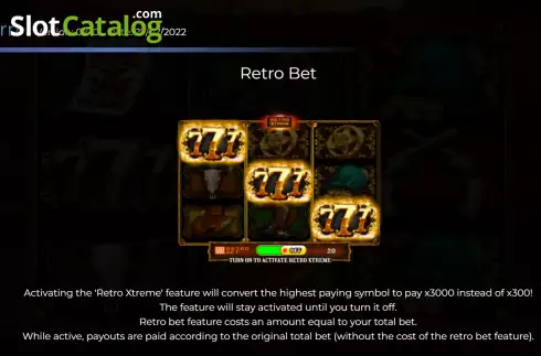 Game Features screen. 777 Western slot