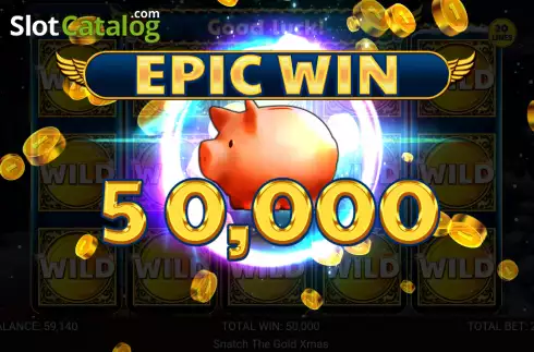 Big Win screen. Snatch The Gold Xmas Edition slot