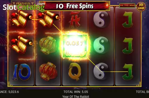 Free Spins screen 3. Year of the Rabbit (Retro Gaming) slot