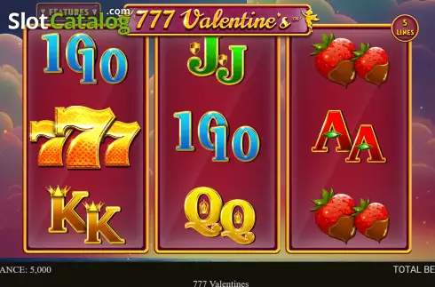 Game screen. 777 Valentine's slot