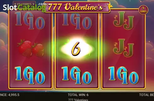 Win screen. 777 Valentine's slot