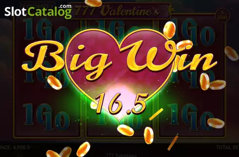 Win screen 2. 777 Valentine's slot