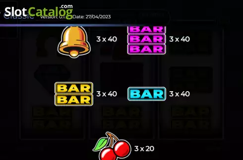 Paytable screen 2. 777 Classic slot