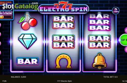 Reels screen. 777 Electro Spin slot