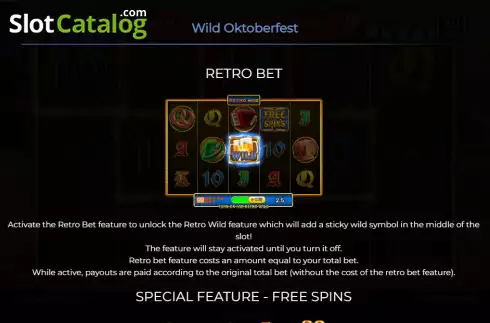 Retro Bet screen. Wild Oktoberfest slot