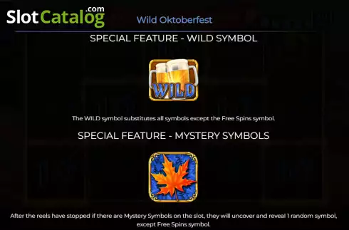 Special symbols screen. Wild Oktoberfest slot