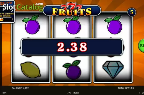 Win screen. 777 - Fruits slot