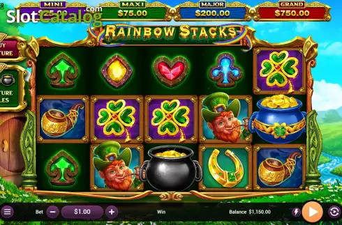 Game Screen. Rainbow Stacks slot