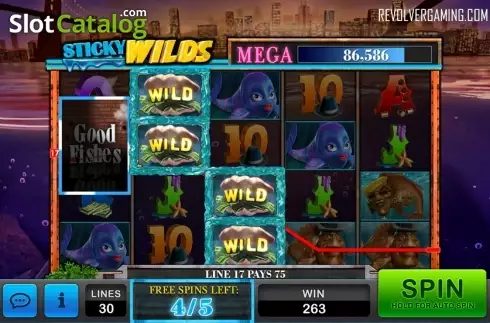 Sticky wilds screen. GoodFishes slot