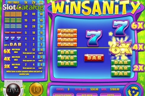 Win Screen (Multiplier). Winsanity slot
