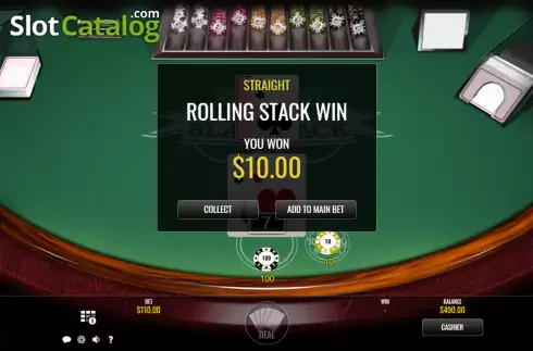 Rolling Stack Win Screen. Rolling Stack Blackjack slot