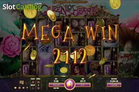 Mega Win Screen. Fairytale Fortunes Queen of Hearts slot
