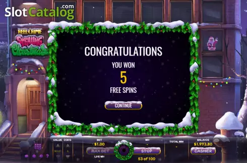 Protect House Feature Win Screen. Reel Crime: Stealing Christmas slot