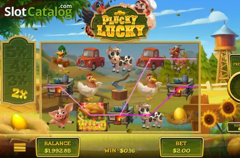 Free Spins screen 3. Plucky Lucky slot