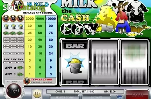 Game Workflow screen. Milk the Cash Cow slot