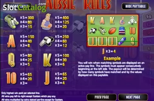Bildschirm3. Aussie Rules slot