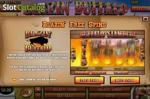 Intro screen 2. Blazin' Buffalo slot