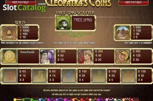 Bildschirm2. Cleopatra's Coins slot