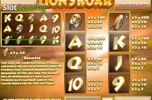 Bildschirm2. Lion's Roar (Rival Gaming) slot