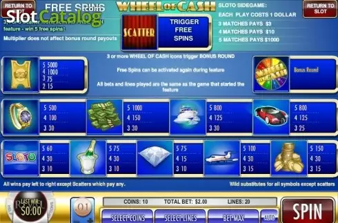 Bildschirm2. Wheel of Cash slot