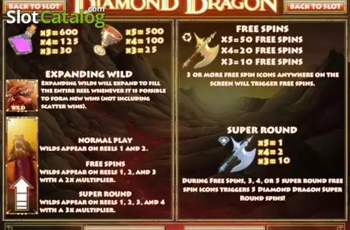 Pantalla3. Diamond Dragon Tragamonedas 