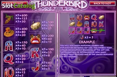 Screen2. Thunderbird (Rival) slot