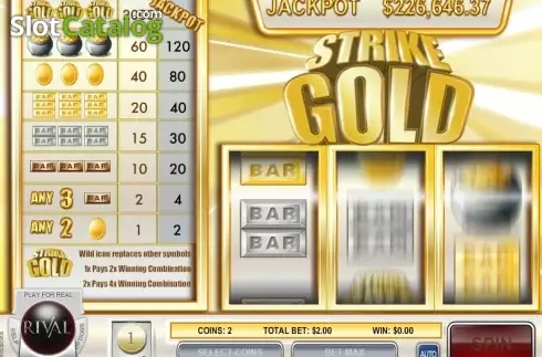 Game Workflow screen. Strike Gold slot