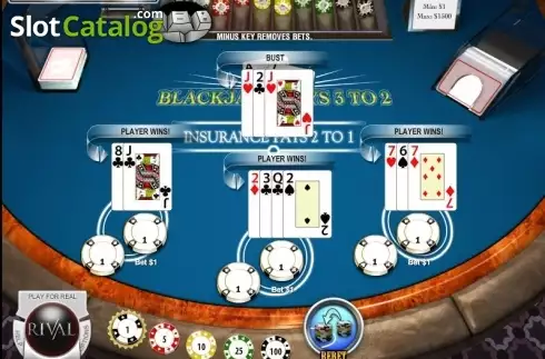 Schermo4. Multi-hand Blackjack (Rival Gaming) slot