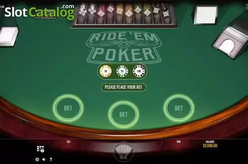Game screen. Ride'Em Poker (Rival) slot