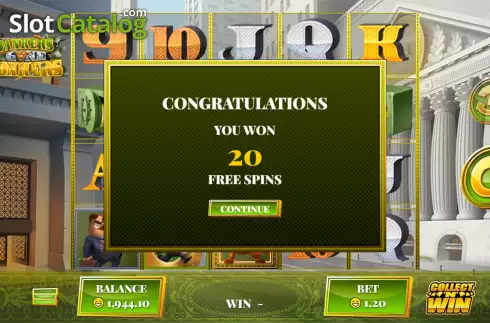 Free Spins screen. Bankers Gone Bonkers slot