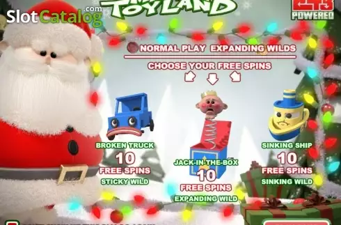 Intro Game screen. Misfit Toyland slot