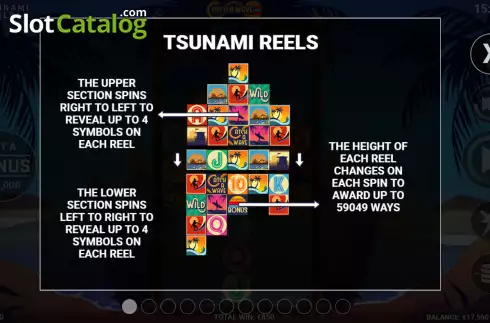 Tsunami Reels screen. Catch A Wave slot