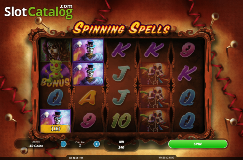 Win Screen 3. Spinning Spells slot