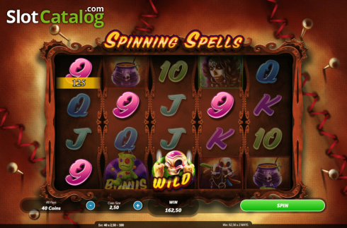 Win Screen 4. Spinning Spells slot