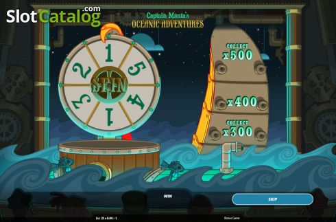 Adventure bonus screen. Captain Manta's Oceanic Adventures slot