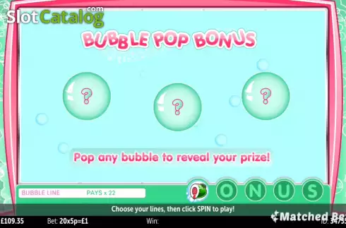 Bonus Game screen. Double Bubble Triple Jackpot slot
