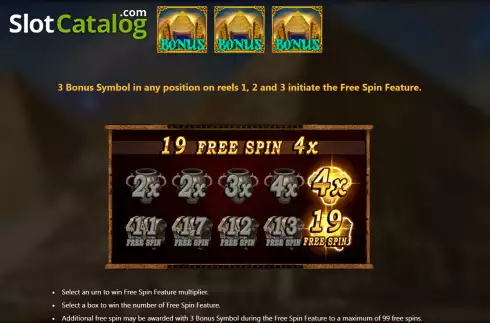 Free Spins Feature screen. Pharaoh (Royal Slot Gaming) slot