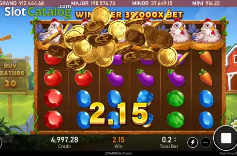 FS Win screen. Happy Farm (Royal Slot Gaming) slot