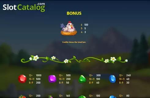 Bonus symbol screen. Happy Farm (Royal Slot Gaming) slot