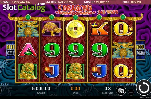 Reel screen. 5 Dragons (Royal Slot Gaming) slot