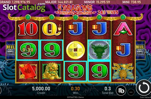 Ekran3. 5 Dragons (Royal Slot Gaming) yuvası